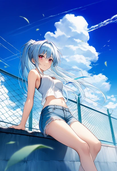 後ろにもたれる:leaning back、AIイラスト再現例|NovelAI生成