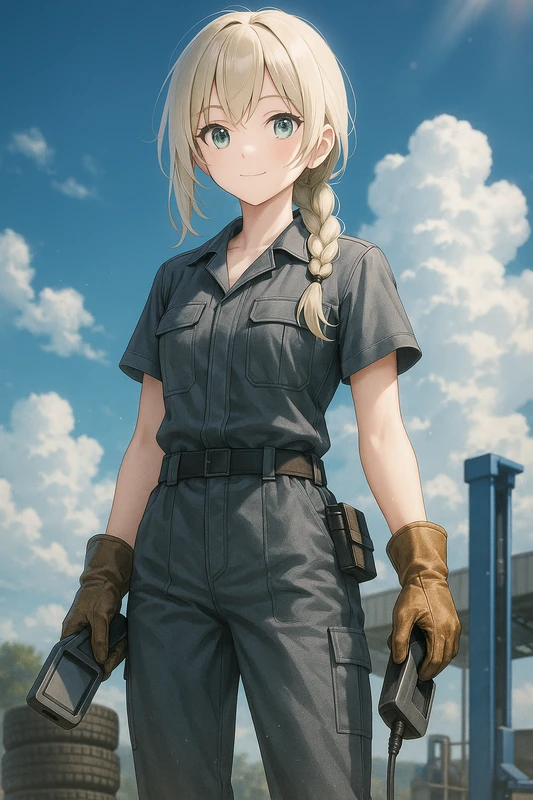 夏用の半袖整備服のAIイラスト｜プロンプト紹介
