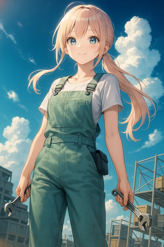 つなぎ型の作業服のAIイラスト｜プロンプト紹介