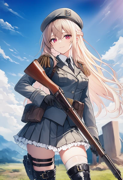 NovelAIで生成した軍服を着た美少女AIイラスト作例