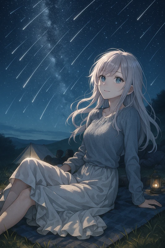 流れ星のAIイラスト|天候のプロンプト紹介