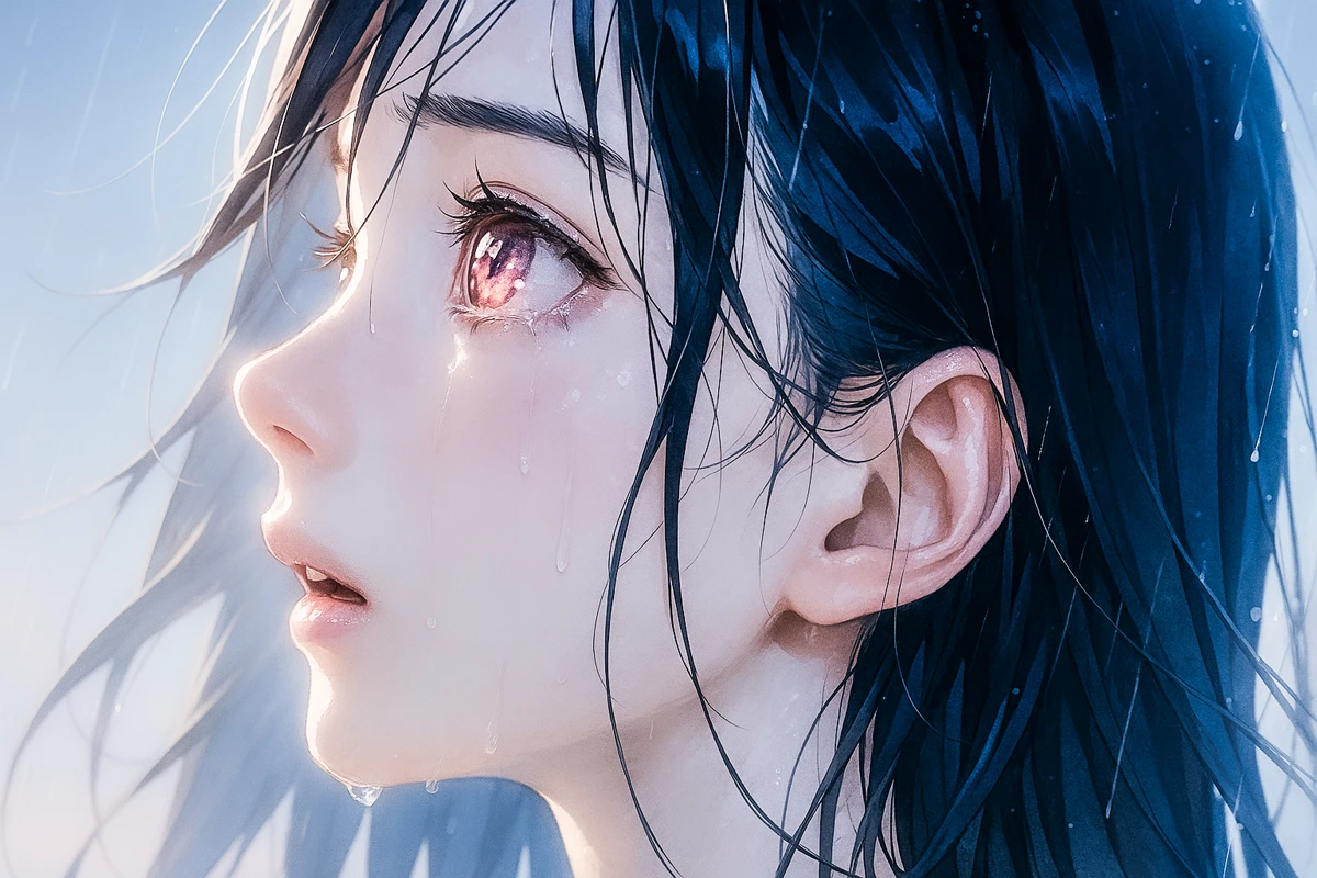 美少女の横顔(クローズアップ構図)のAIイラスト作例|プロンプト・テクニック