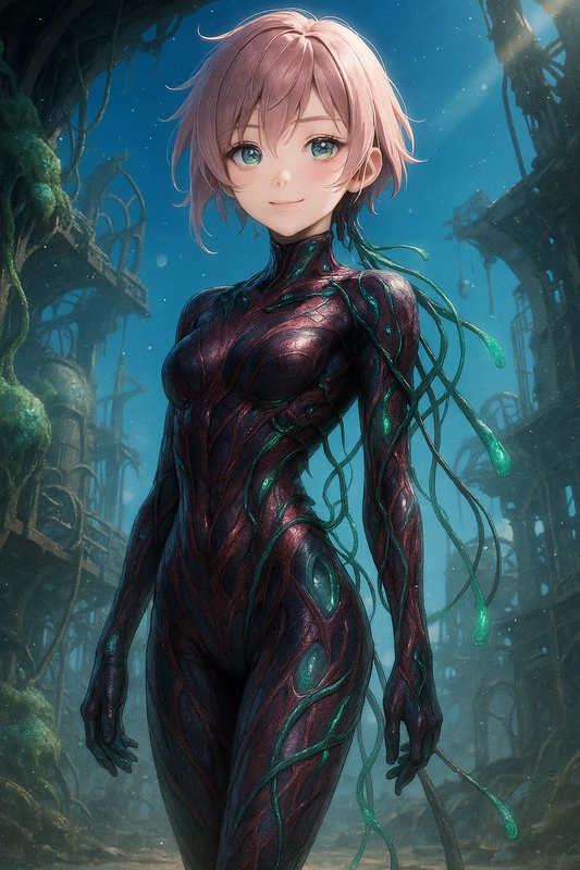 生体改造風のボディスーツのAIイラスト|SF服のプロンプト紹介