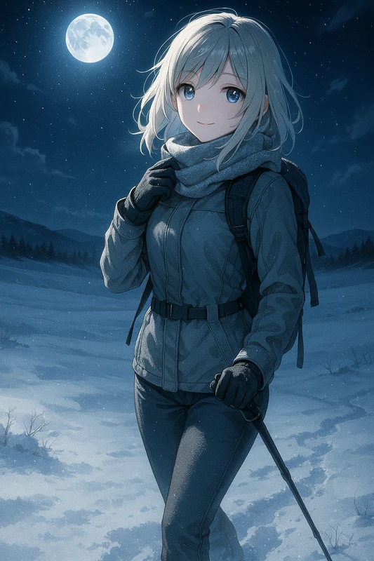 月明かりの夜のAIイラスト|天候のプロンプト紹介