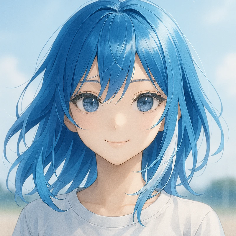 青髪+白インナー|髪色のプロンプト紹介