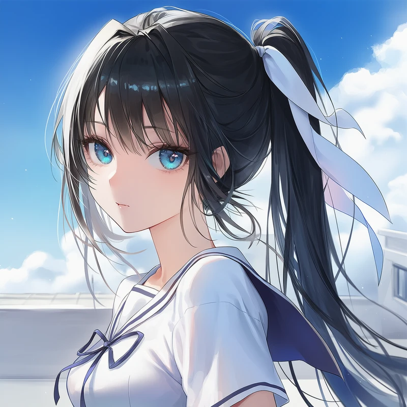 画像AIでやや前向きの横顔を再現したイラスト作例