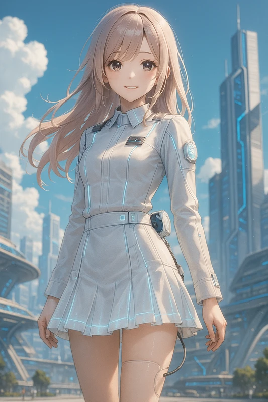 ミニスカ × 軽戦術ギミックタイプ|SF・近未来服のプロンプト紹介