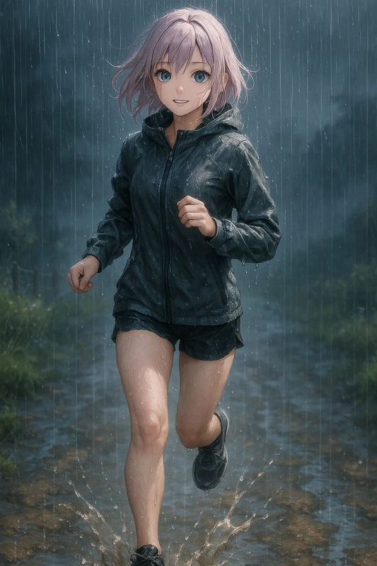 本降りの雨を再現したAIイラスト|天候のプロンプト紹介