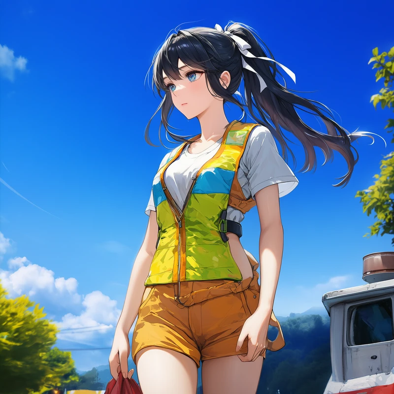 NovelAIで生成した作業着の美少女イラスト作例
