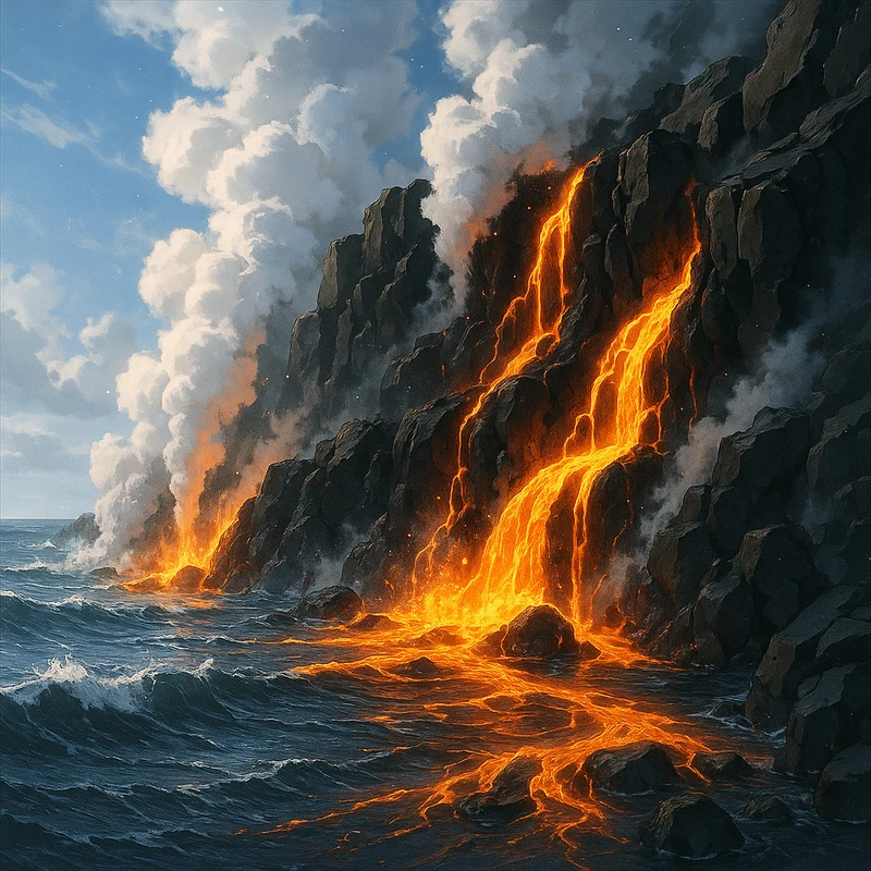 火山海岸のAIイラスト|プロンプト解説