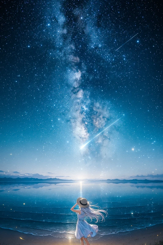 海面に散らばる星空｜AI作例とプロンプト紹介