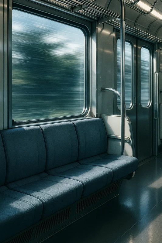 流れる景色|電車の車窓からの景色のプロンプト