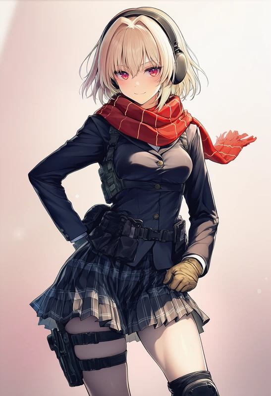 スクールジャケットとチェック柄スカートを着た美少女AIイラスト