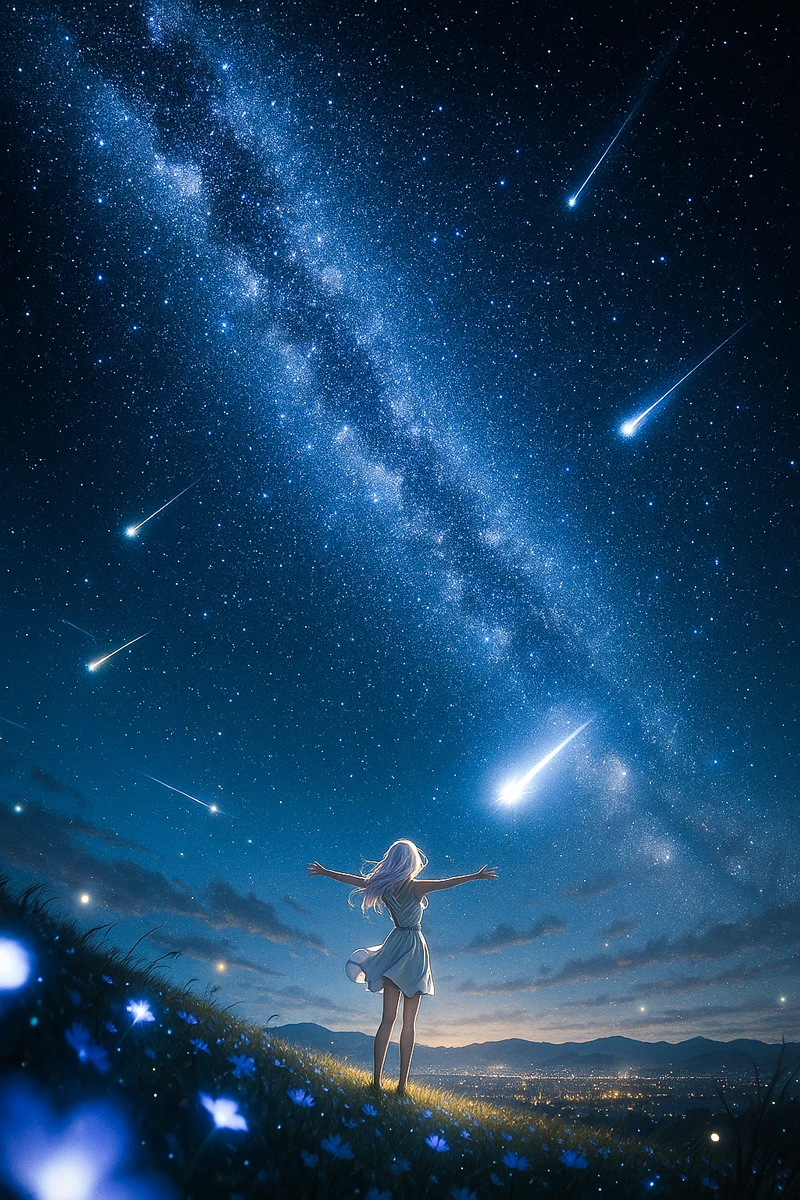 銀河を斜めに配置した夜空｜AI作例とプロンプト紹介