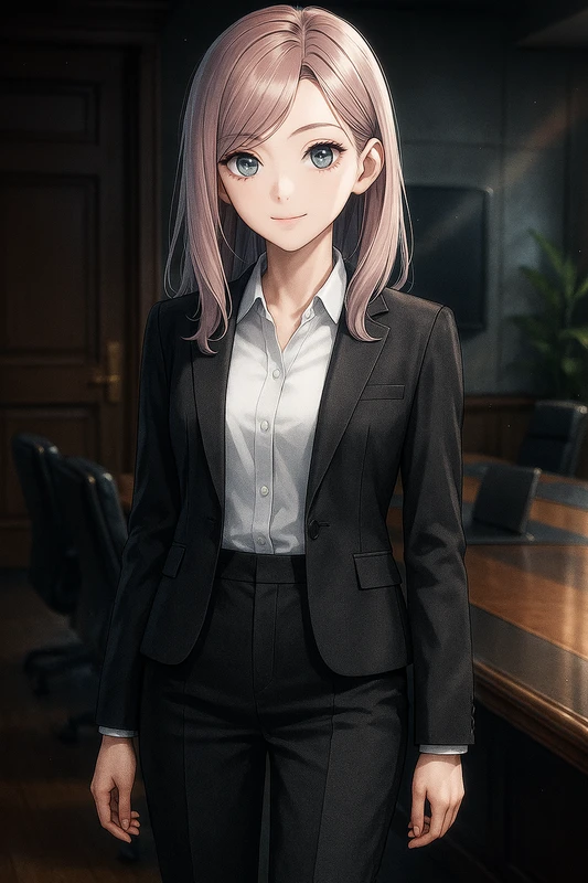 白ブラウス+テーラードジャケット+スラックス|OLの服プロンプト紹介