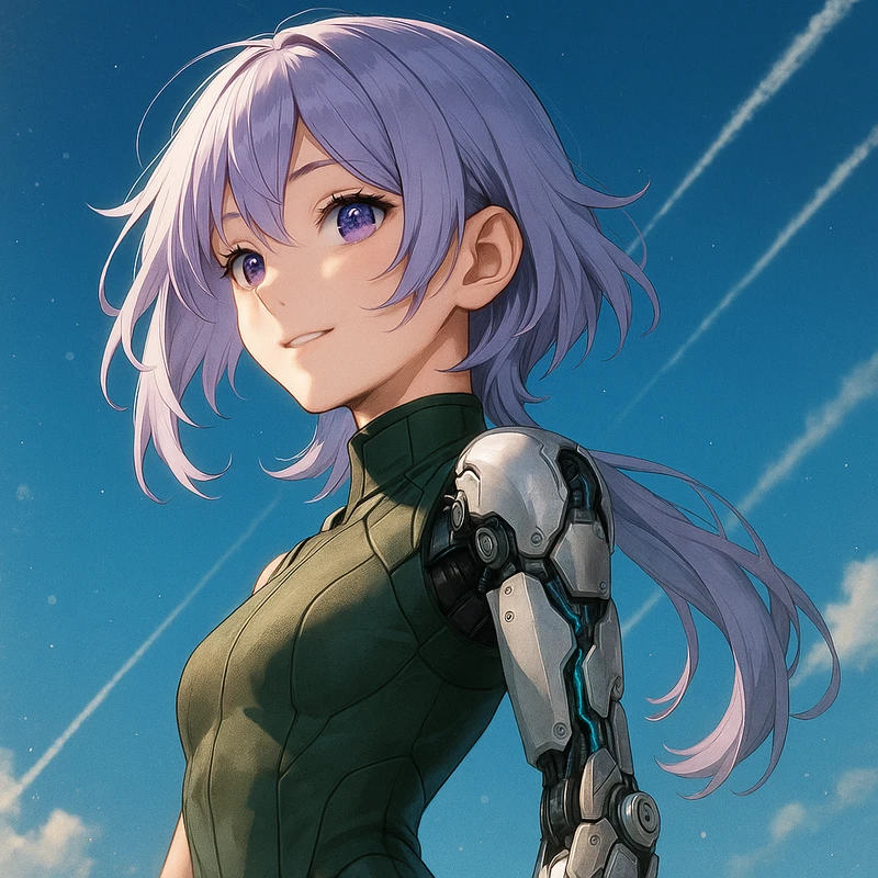 片腕型機械式アームを装着したSF服|プロンプト紹介