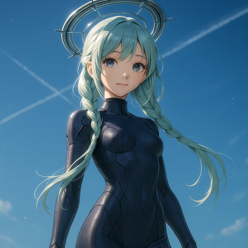 機械式の光輪(天使の輪)を装着したSF服|プロンプト紹介