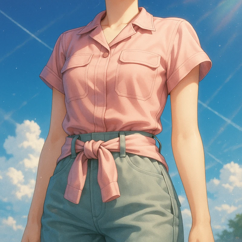 パステルカラーの作業着（女性向け）を再現したAIイラスト｜プロンプト紹介