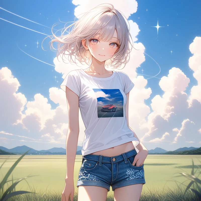 Stable Diffusionで生成したショートパンツのAIイラスト作例