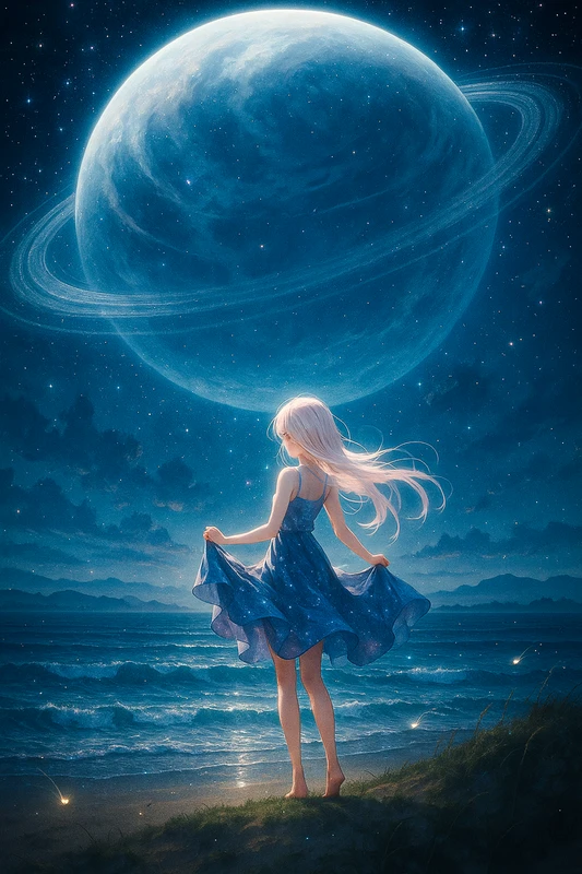 星空と巨大惑星 -2｜AI作例とプロンプト紹介