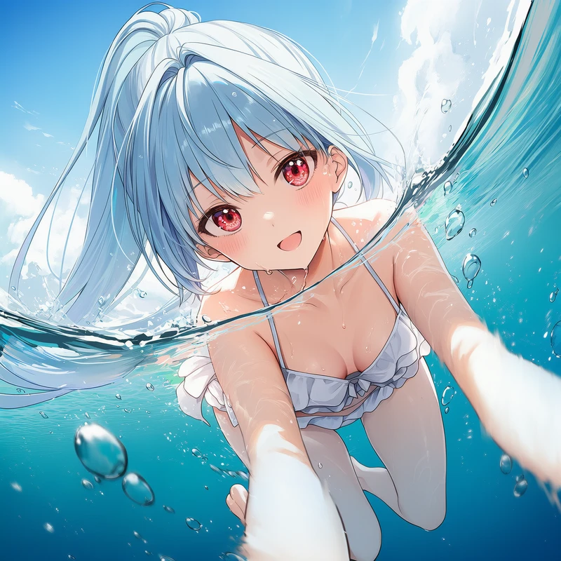 画像AIで泳ぐ姿を再現したイラストの作例-2