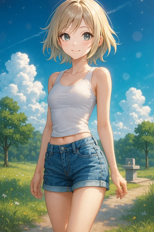裾折り返しショートパンツのプロンプト紹介|AIイラスト