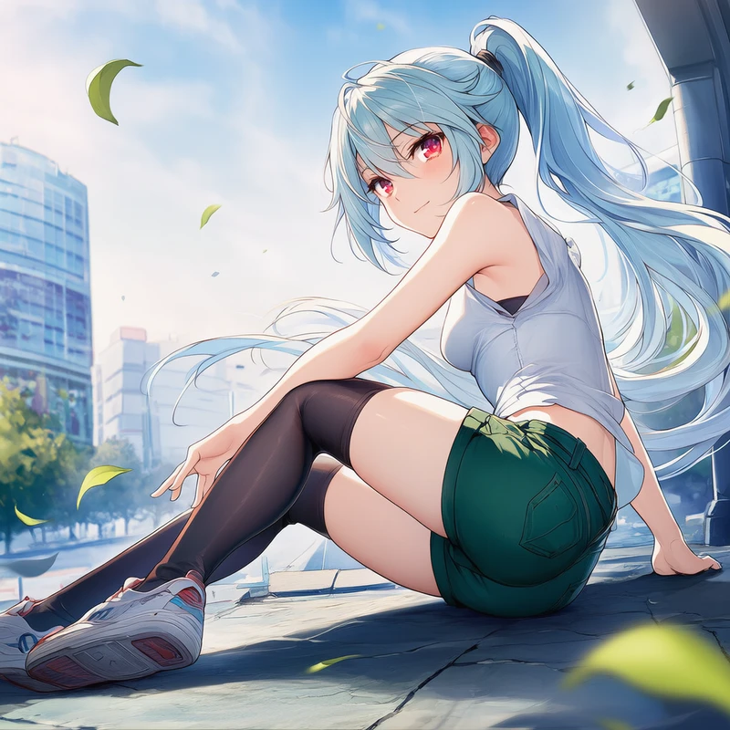 太ももの裏を見せる絶対領域のAI美少女イラスト-作例2|プロンプト紹介
