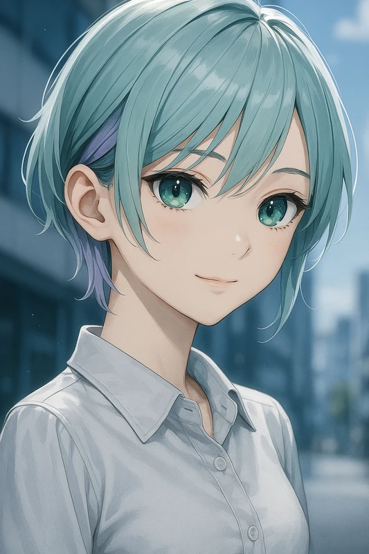 耳掛けショート|イケメン女子のAIイラスト作例
