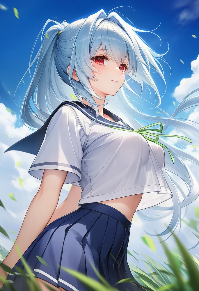 背中を反らして乳カーテンを再現したAIイラスト作例|プロンプト紹介