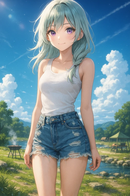 ダメージ加工ありのショートパンツのプロンプト紹介|AIイラスト