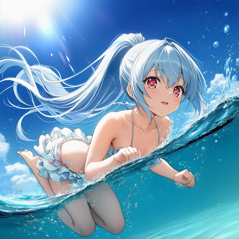 画像AIで泳ぐ姿を再現したイラストの作例-1