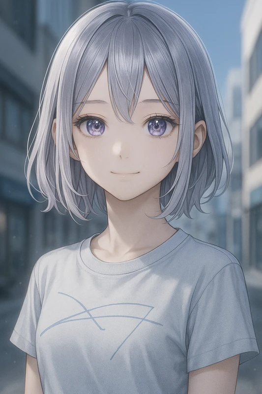 センターパートミディ|イケメン女子のAIイラスト作例