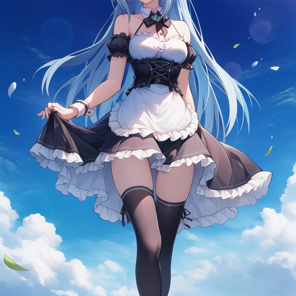 顔から下をクローズアップ構図した絶対領域のAI美少女イラスト|プロンプト紹介