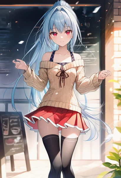 NovelAIで再現した絶対領域のAI美少女イラスト作例