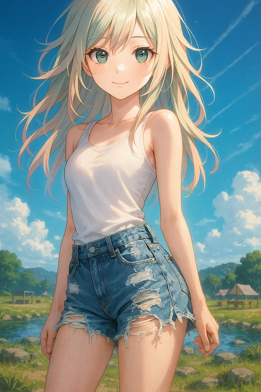 穴あきダメージ加工のショートパンツのプロンプト紹介|AIイラスト