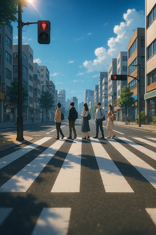 横断歩道のAIイラスト｜プロンプト紹介