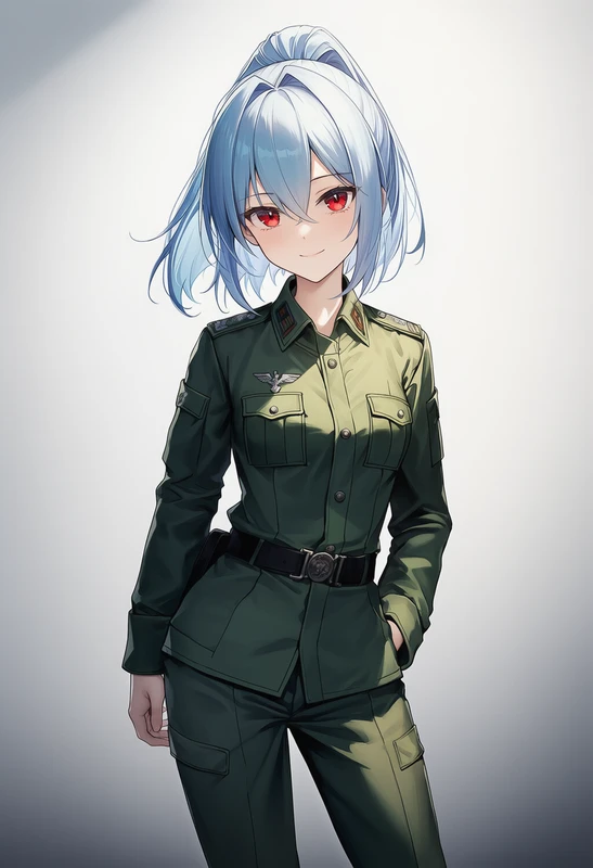 陸軍制服を着た美少女のAIイラスト