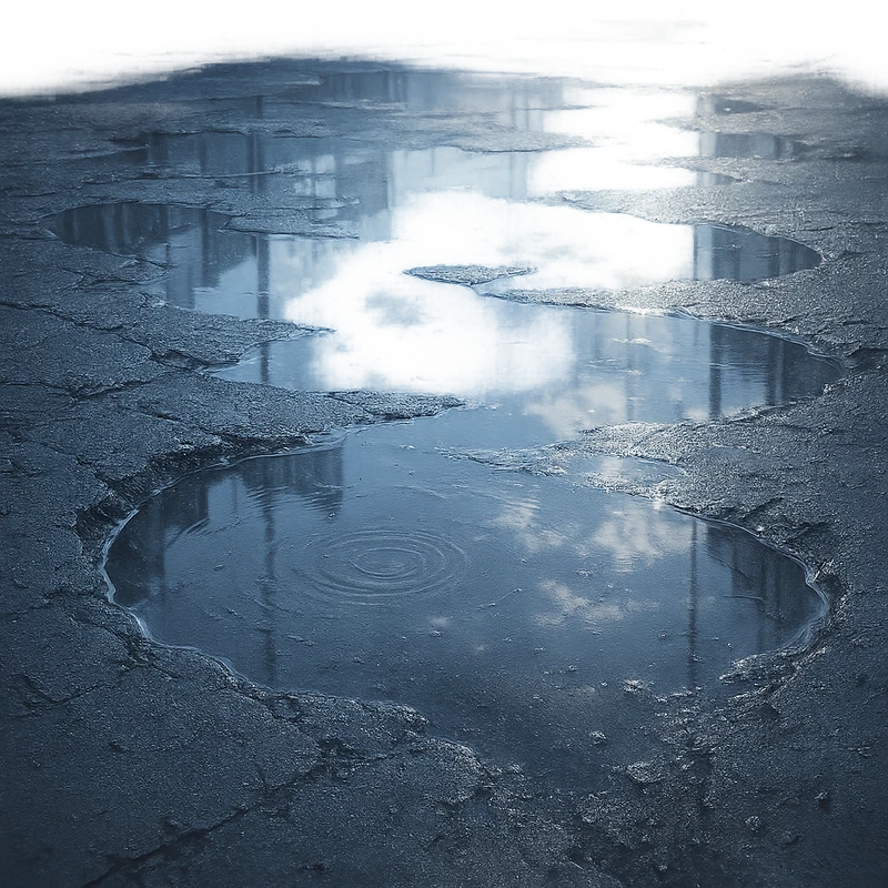 水たまりの地面のAIイラスト|プロンプト紹介