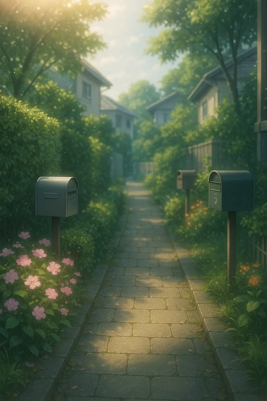住宅街の小道のAIイラスト｜プロンプト紹介