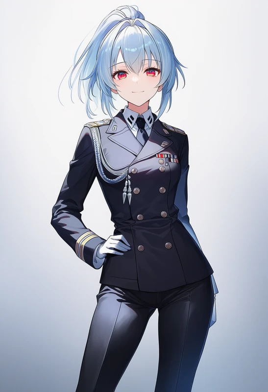 将校制服(正装用)の軍服を着た美少女のAIイラスト