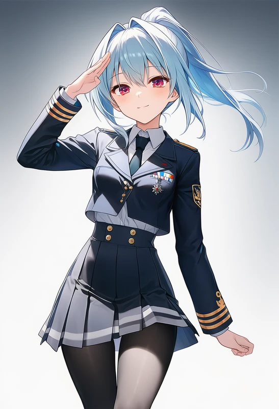 海軍制服のハイウエストスカートアレンジのAIイラスト