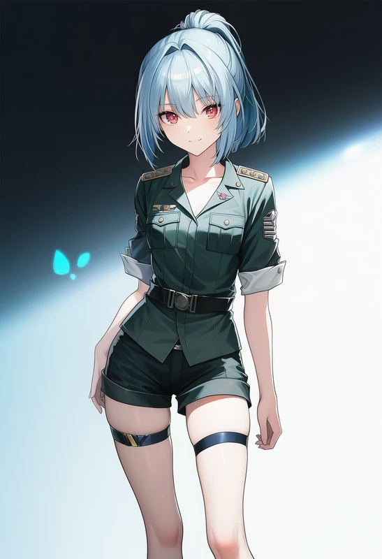 空軍制服のショーパン・鎖骨見せアレンジのAIイラスト
