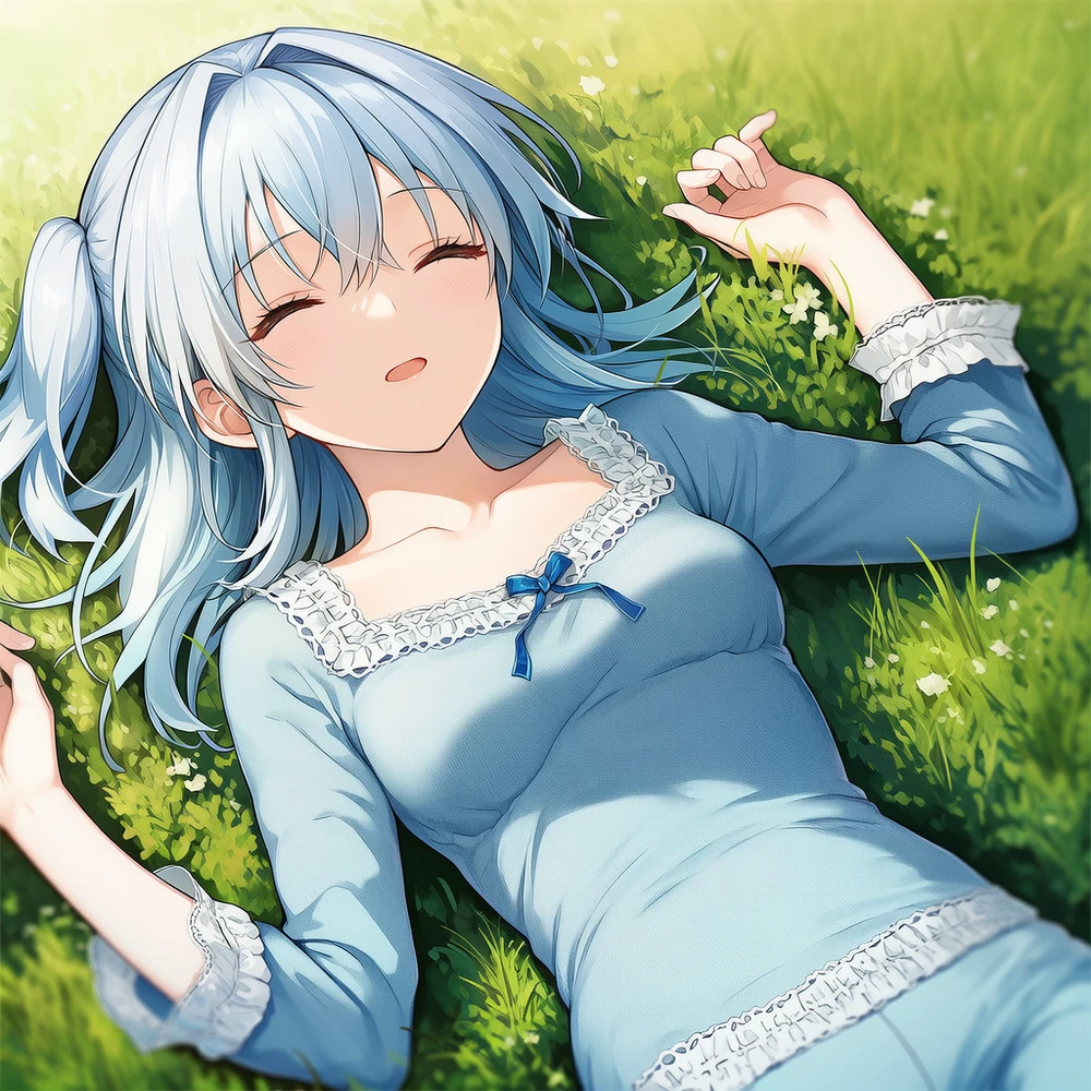 腕を上げて寝るAI美少女イラスト|プロンプト紹介