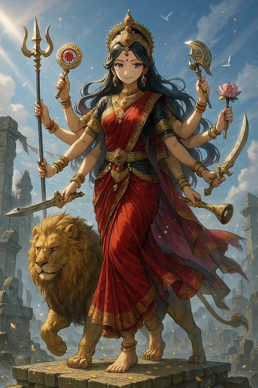ドゥルガー（勇気と戦いの女神）｜女神のプロンプト紹介