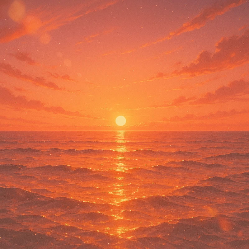 夕焼けの海のAIイラスト|プロンプト解説
