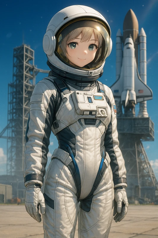 宇宙飛行士風のスーツのAIイラスト|SF服のプロンプト紹介