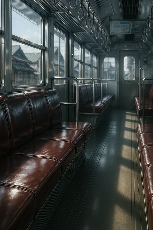 革張りの座席|電車の座席プロンプト紹介