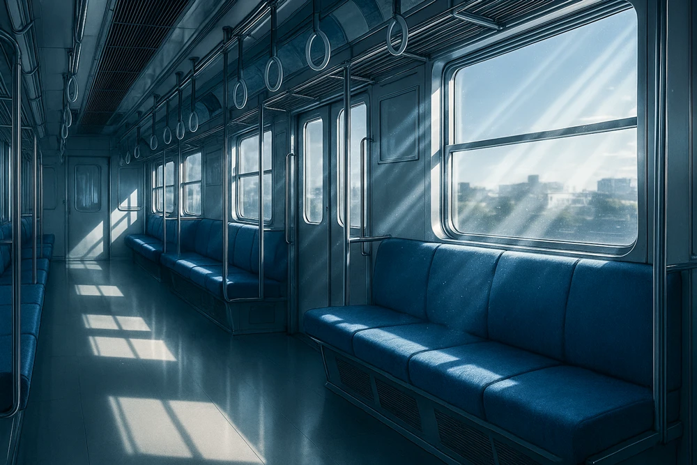 電車内の様子をAIで再現したイラスト作例