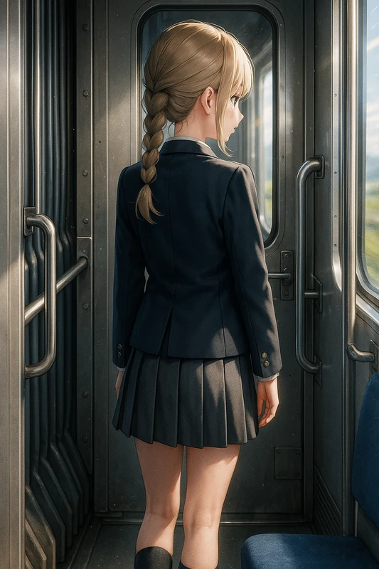 車両端に立つAIイラスト|プロンプト紹介