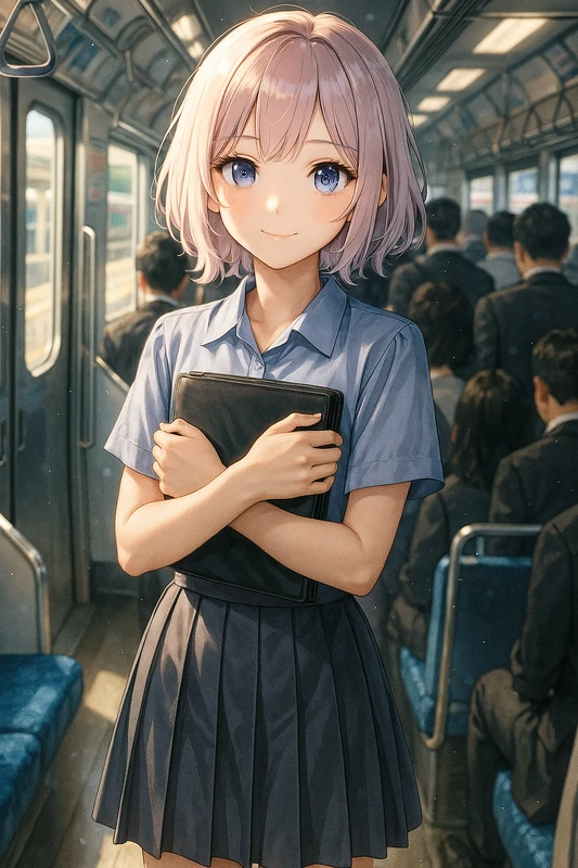 混雑している電車内を再現するプロンプト紹介|AIイラスト